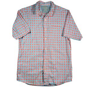 Bob Timberlake Men's Size Small Red‎ White Blue Seersucker Short Sleeve Shirt